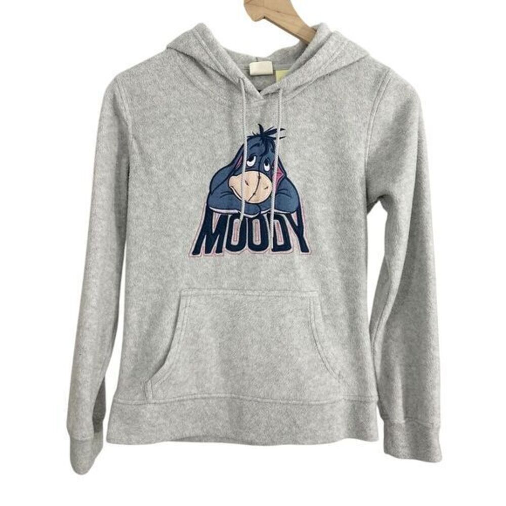 Disney Fleece Eeyore Moody‎ Hoodie Sweatshirt Top Gray Size Small